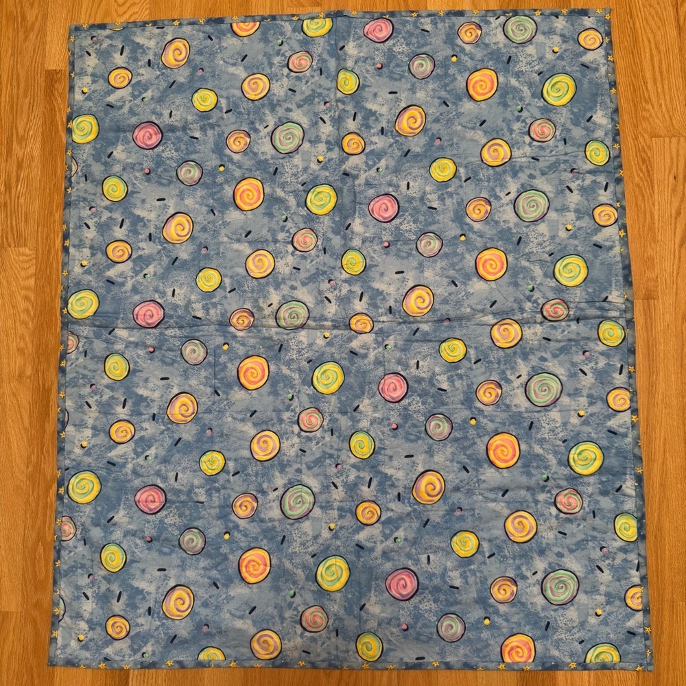 Handcrafted Patchwork Baby Quilt Star Pattern Two Sided Yellow & Blue Unisex - Picture 10 of 15